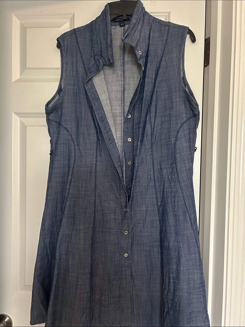 Tommy Hilfiger Sleeveless Chambray Tunic Dress - Denim Blue